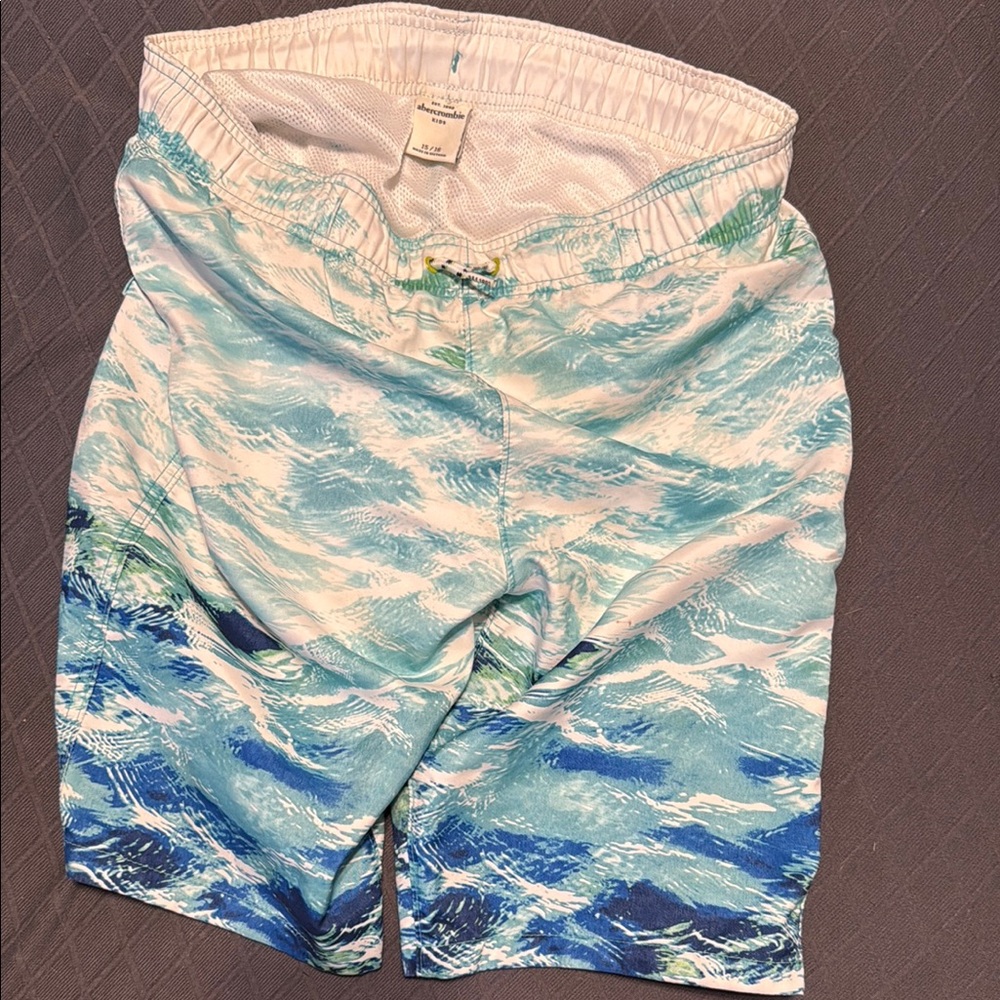 Abercrombie & Fitch Kids Swim Shorts - Blue and White